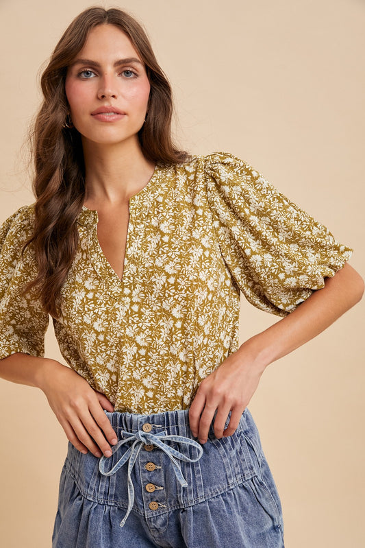 Floral Puff Sleeve Top
