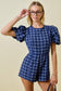 Plaid Puff Sleeve Romper