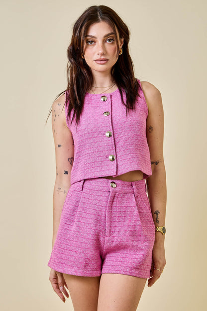 Tweed Vest & Shorts Set