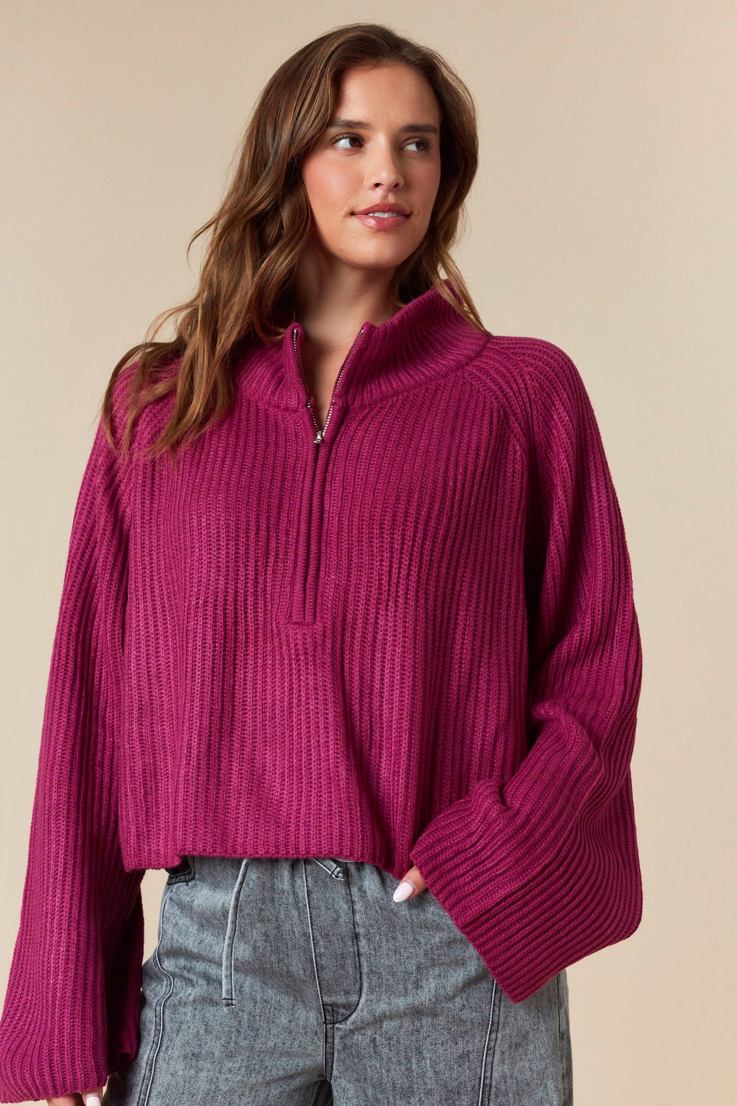 Pullover Zipper Sweater Top