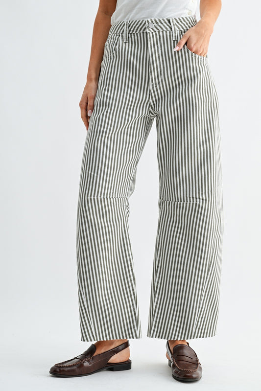 Striped Barrel Jean