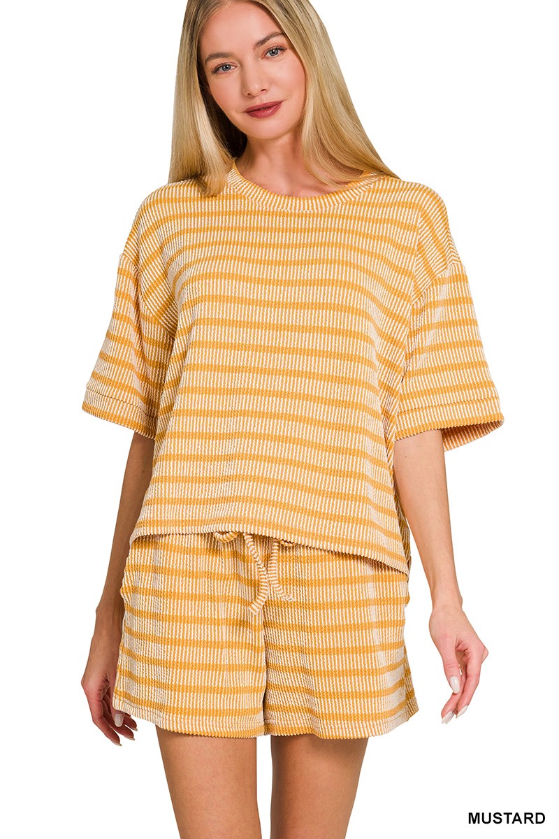 Rib Striped Short Set