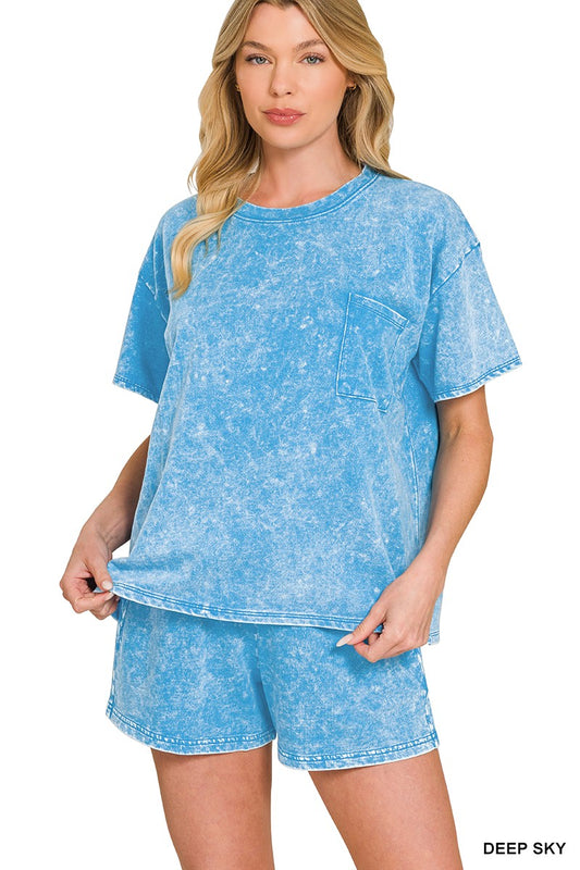 Acid Washed Relaxed Top & Short Set