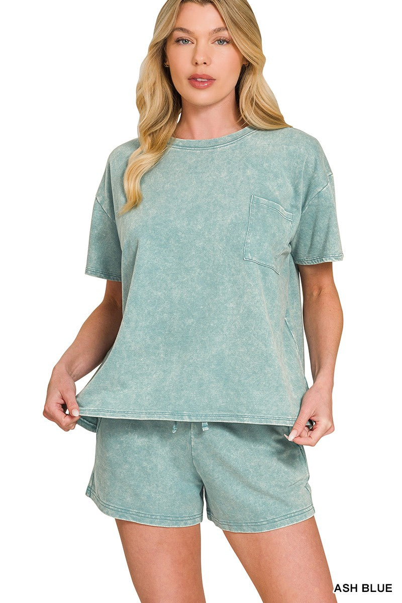 Acid Washed Relaxed Top & Short Set
