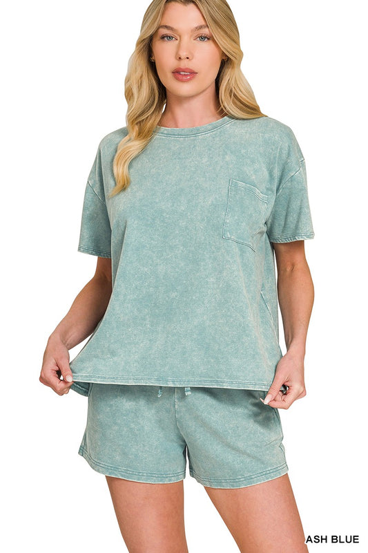 Acid Washed Relaxed Top & Short Set