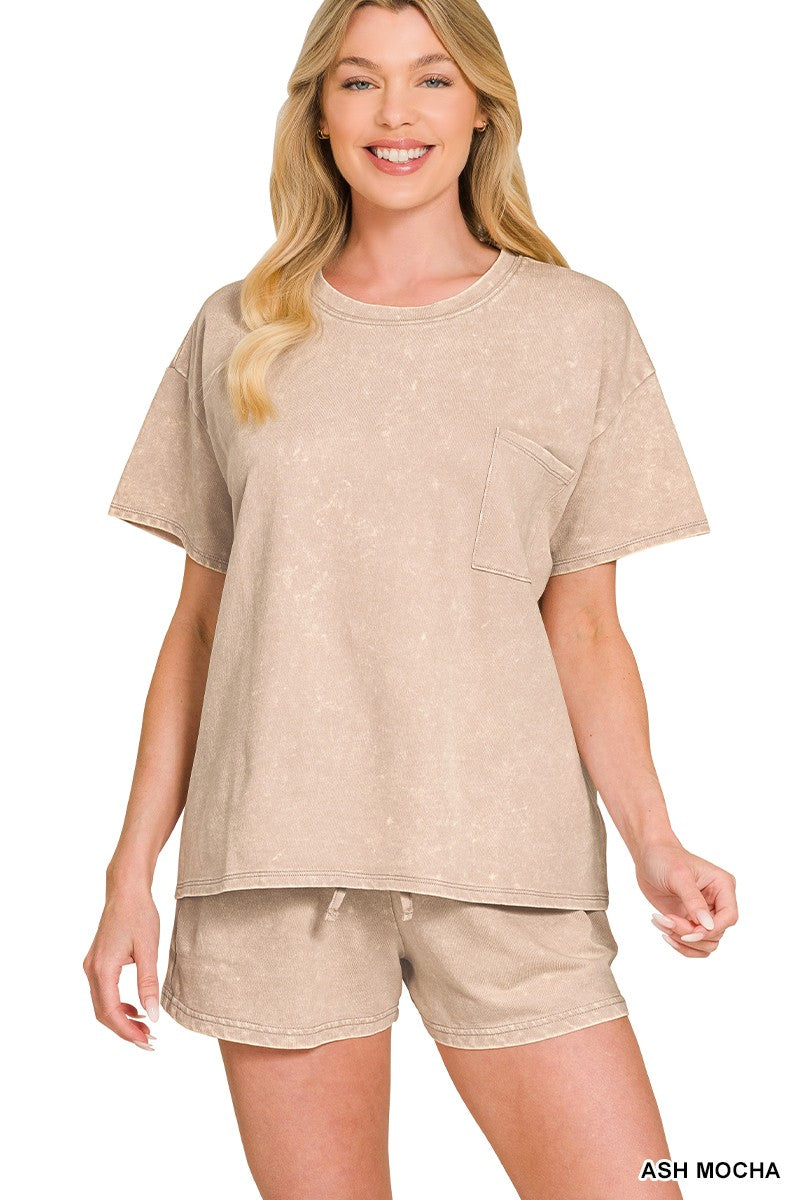 Acid Washed Relaxed Top & Short Set