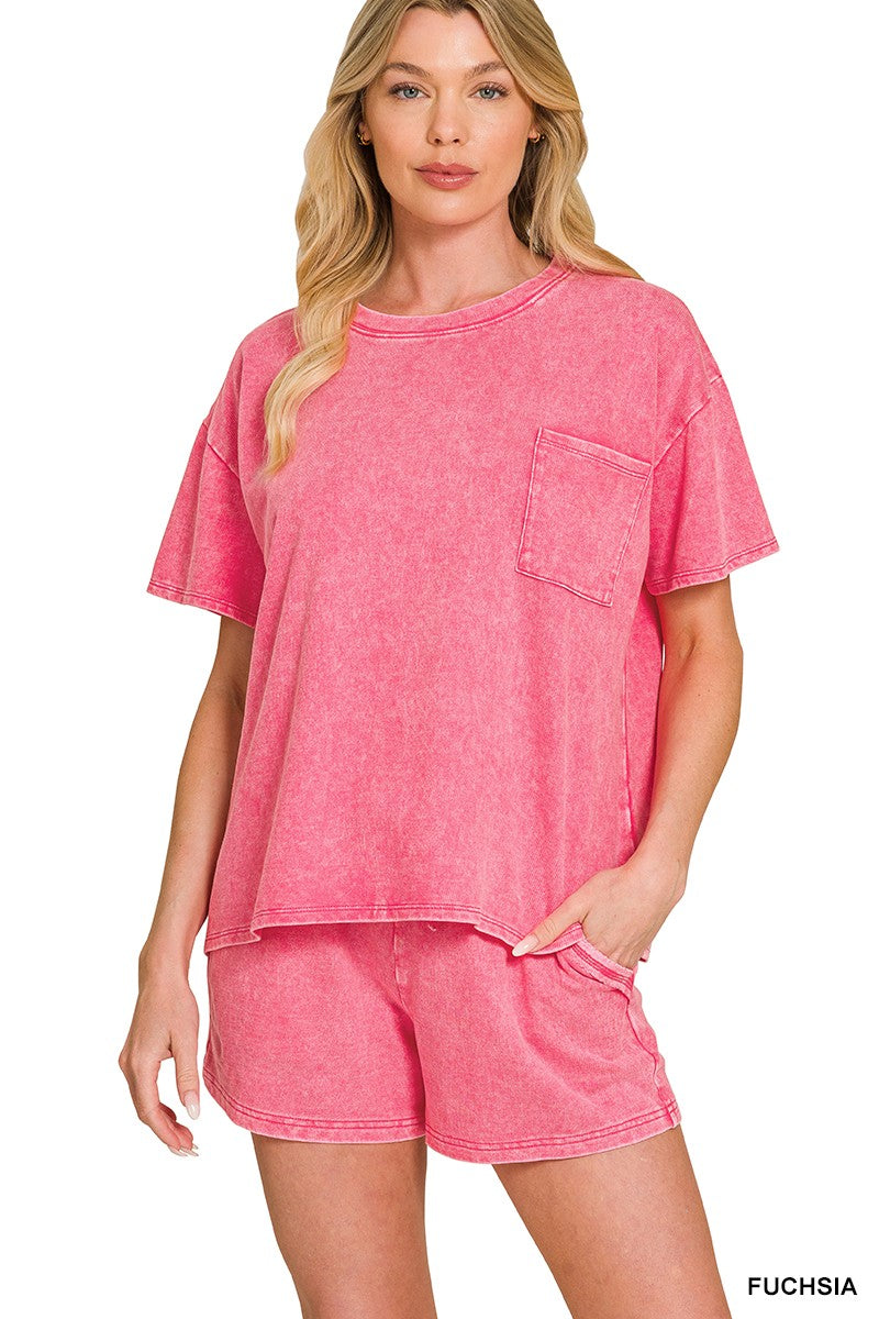 Acid Washed Relaxed Top & Short Set