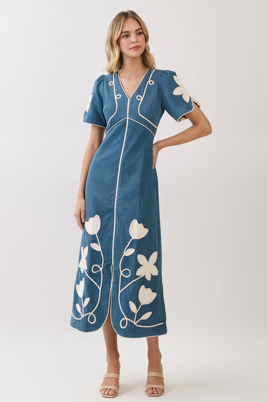 Katherine Floral Appliqué Dress