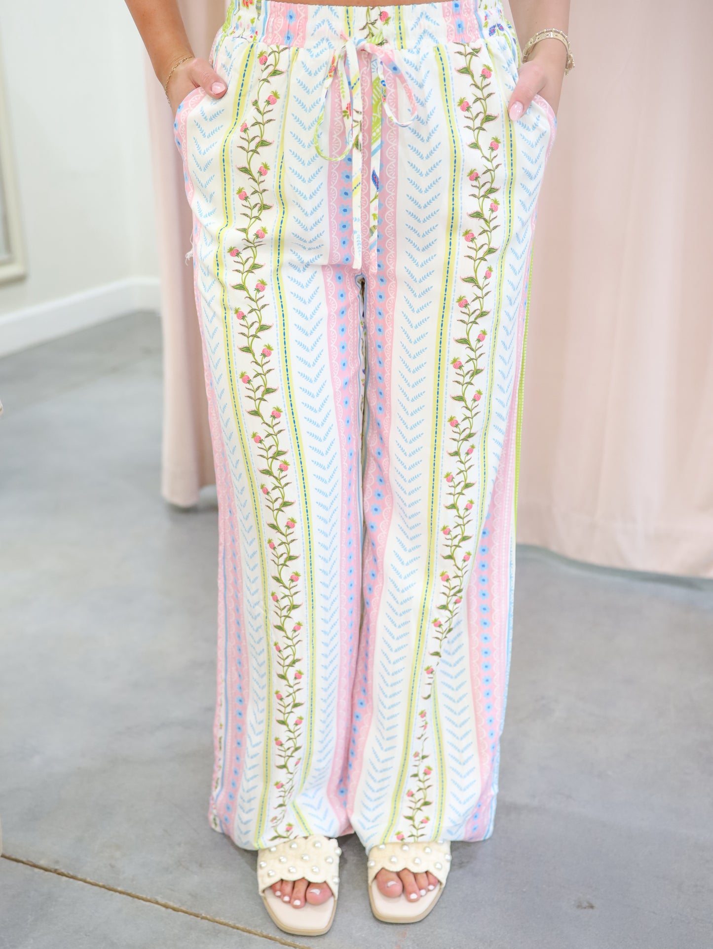 Chelsea Printed High Waist Drawstring Pants