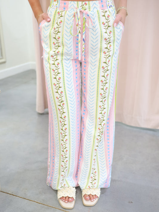 Chelsea Printed High Waist Drawstring Pants