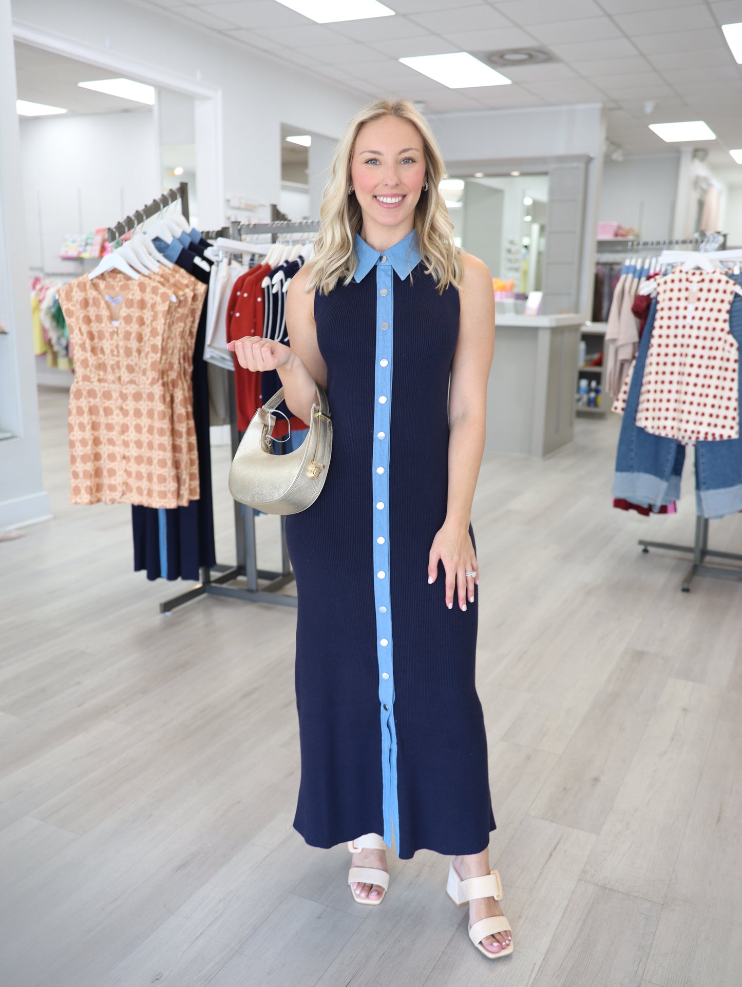 Delaney Denim Knit Maxi Dress