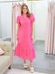 Zoe Eyelet Puff Sleeve Midi Dress