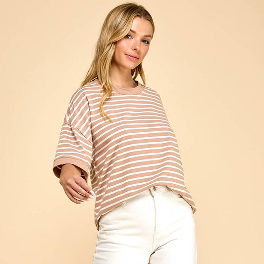 Striped Knit Top Casual Relaxed Fit