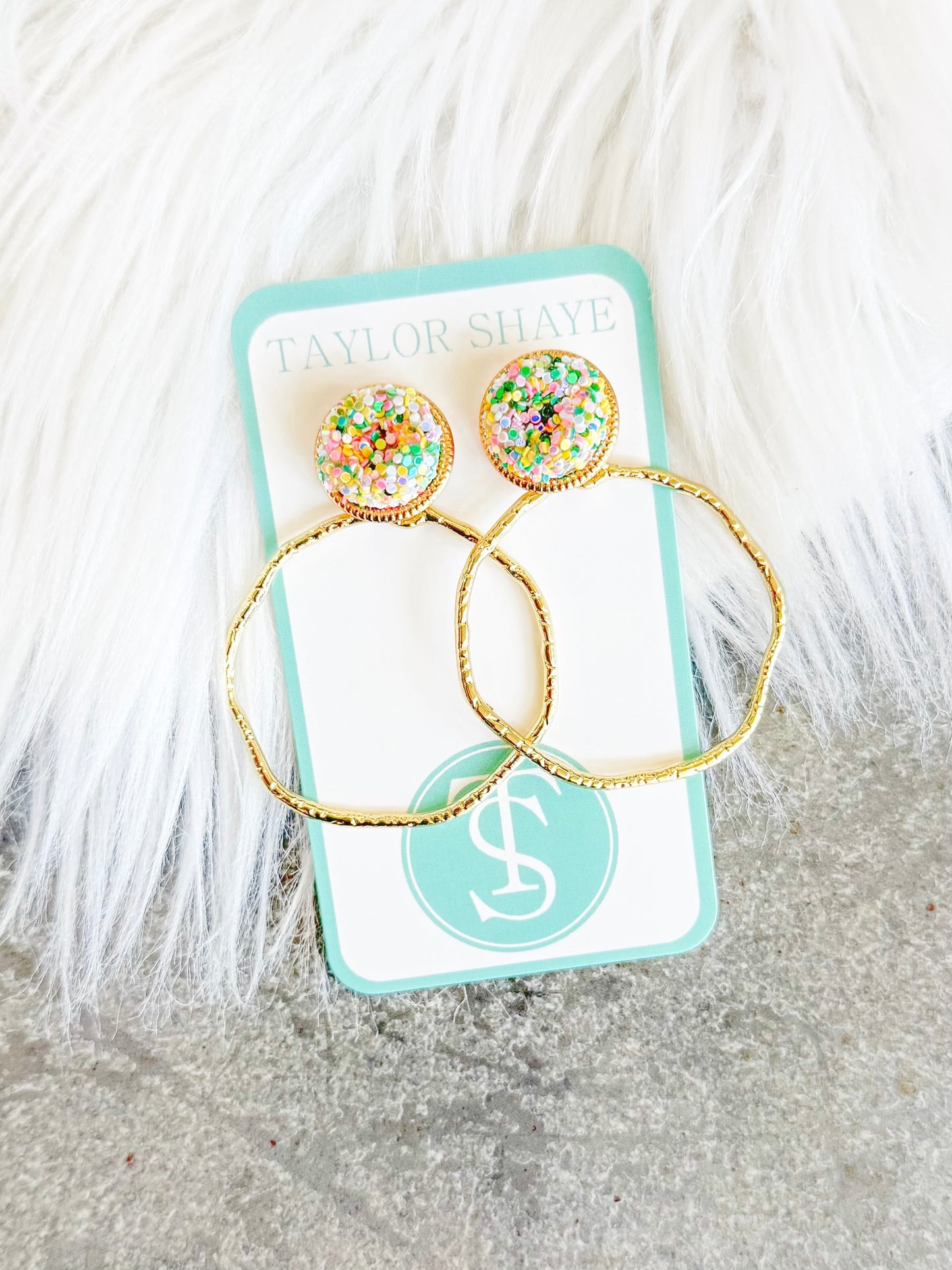Glitter Top Round Hoops