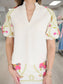 Embroidered Bubble Sleeve Top