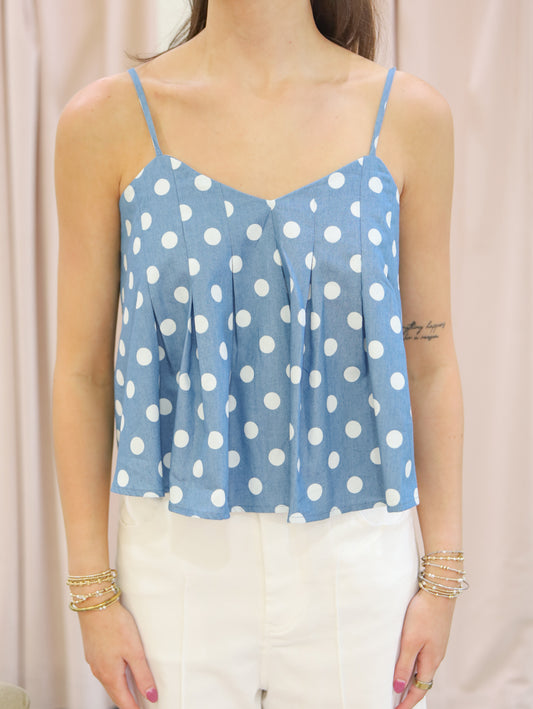 Willow Polka Dot Pleated Tank Top