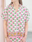 Floral V-Neck Contrast Hem Top
