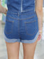 Saige Denim Halter Top & Shorts Set