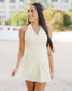 Checker Print Halter Tie Mini Dress