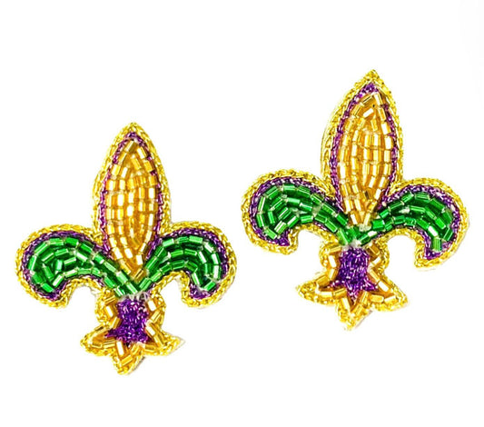 Mardi Gras Earrings - Fleur De Lis Stud Earrings