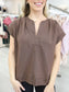 Ribbed Trim V-Neck Knit Top