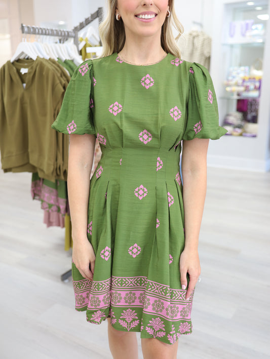 Chantelle Printed Puff Sleeve Mini Dress