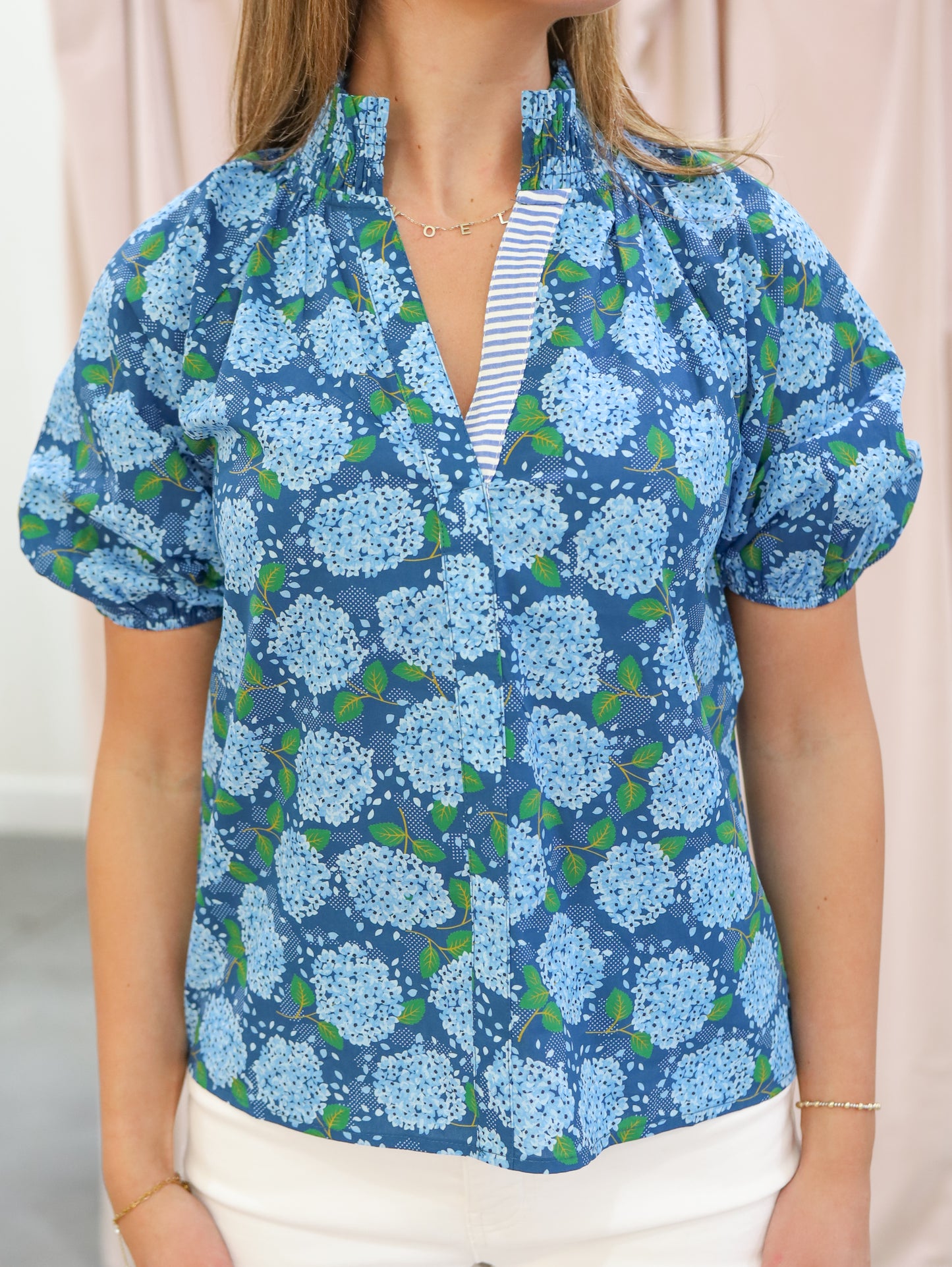 Audrey Floral Print Short Sleeve Blouse