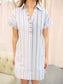 Collared Striped V-Neck Dress