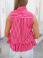 Makayla Striped Peplum Tie Neck Top