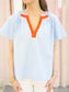 Gingham Contrast Collar Top