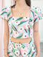 Jessica Floral Cropped Puff Sleeve Top