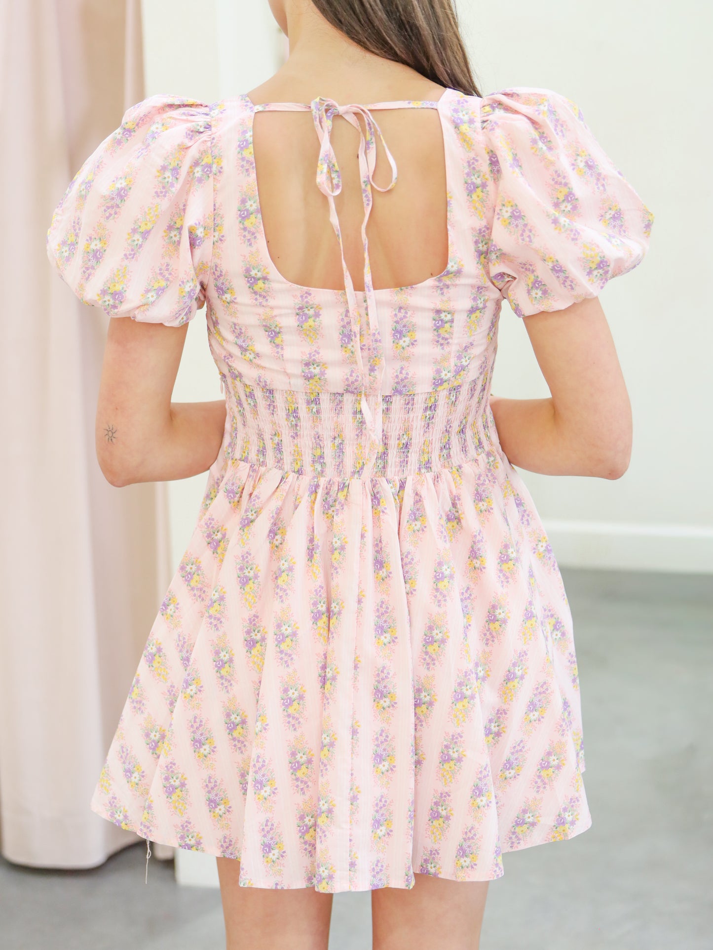 Jolie Square Neck Puff Sleeve Floral Mini Dress
