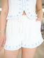 Embroidered Seaside Gauze Shorts