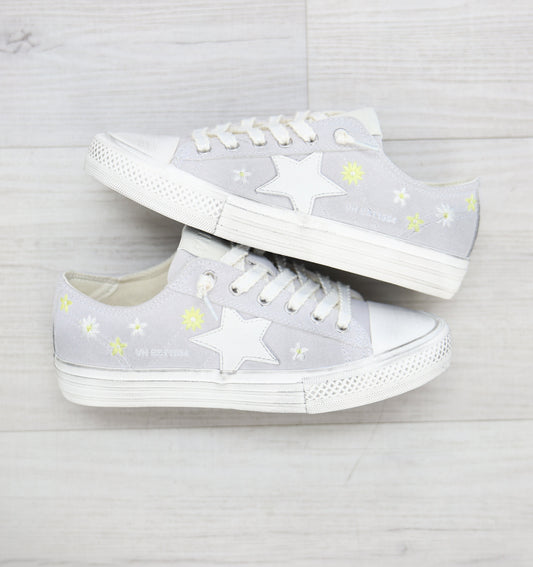 Sky Blue Floral Sneakers