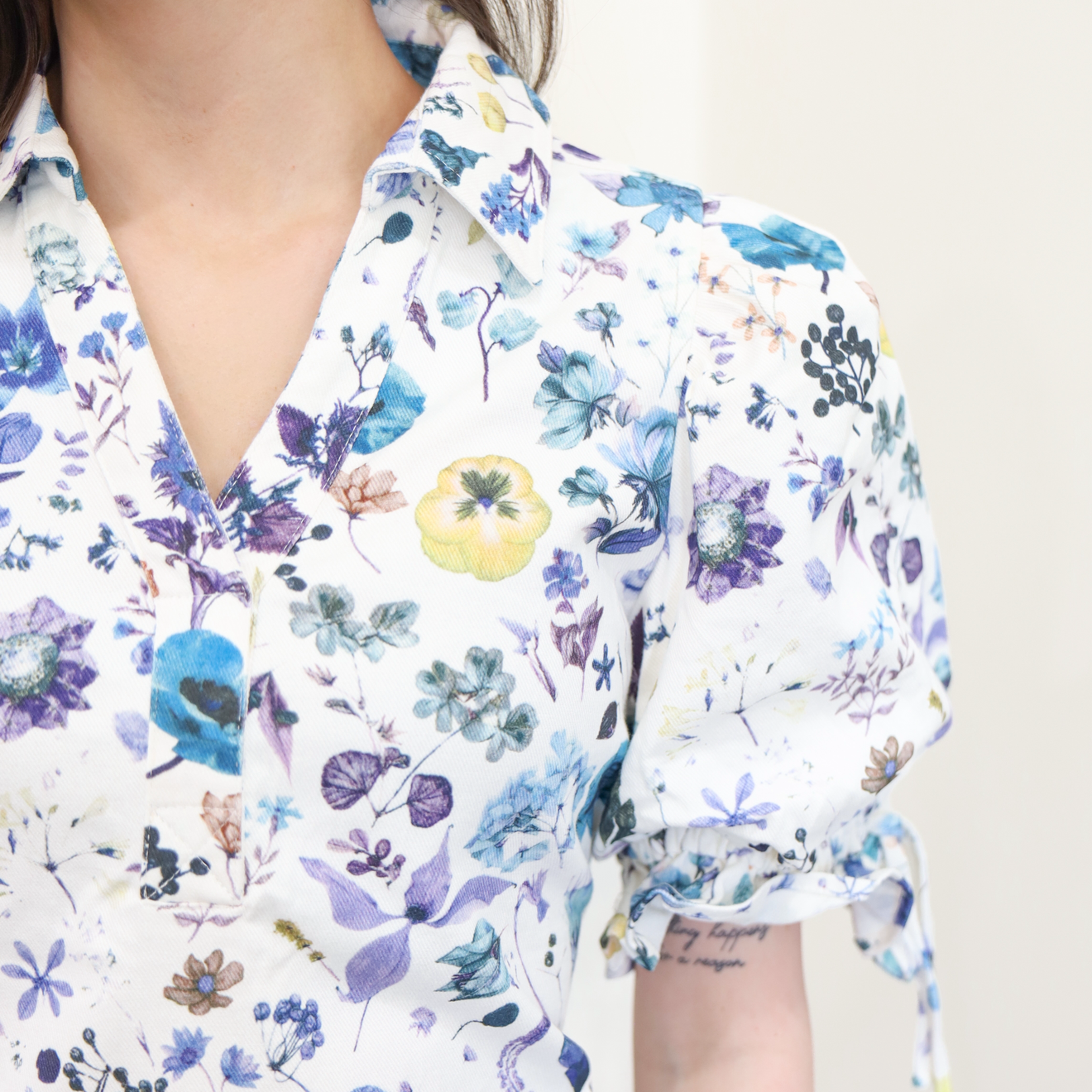 Collared Floral Chambray Dress