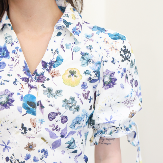 Collared Floral Chambray Dress