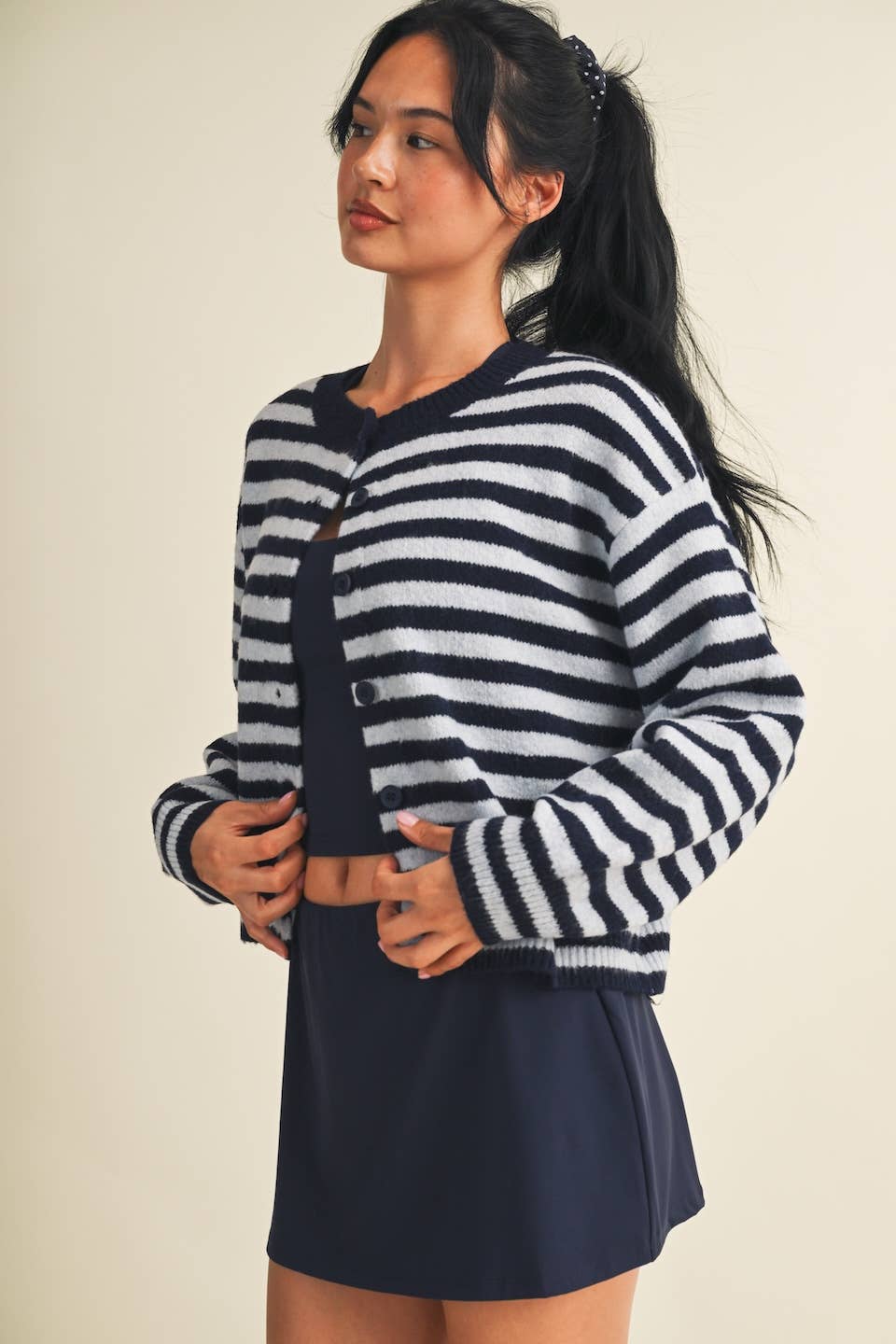 Heather Striped Cardigan Sweater