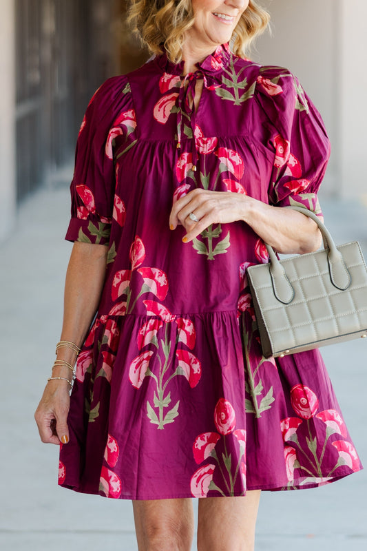 Floral Cuff Band Dress