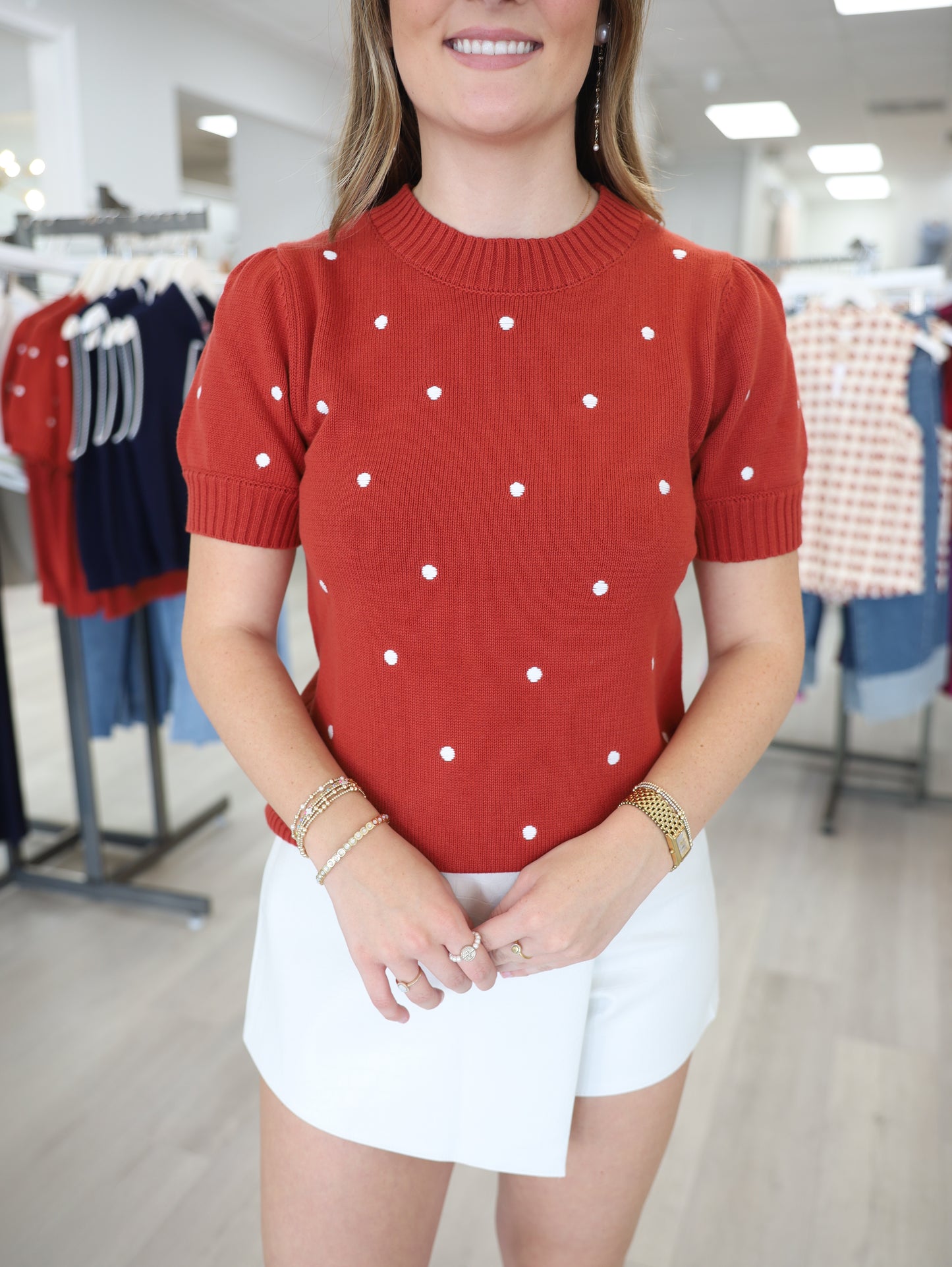 Polka Dot Embroidered Sweater