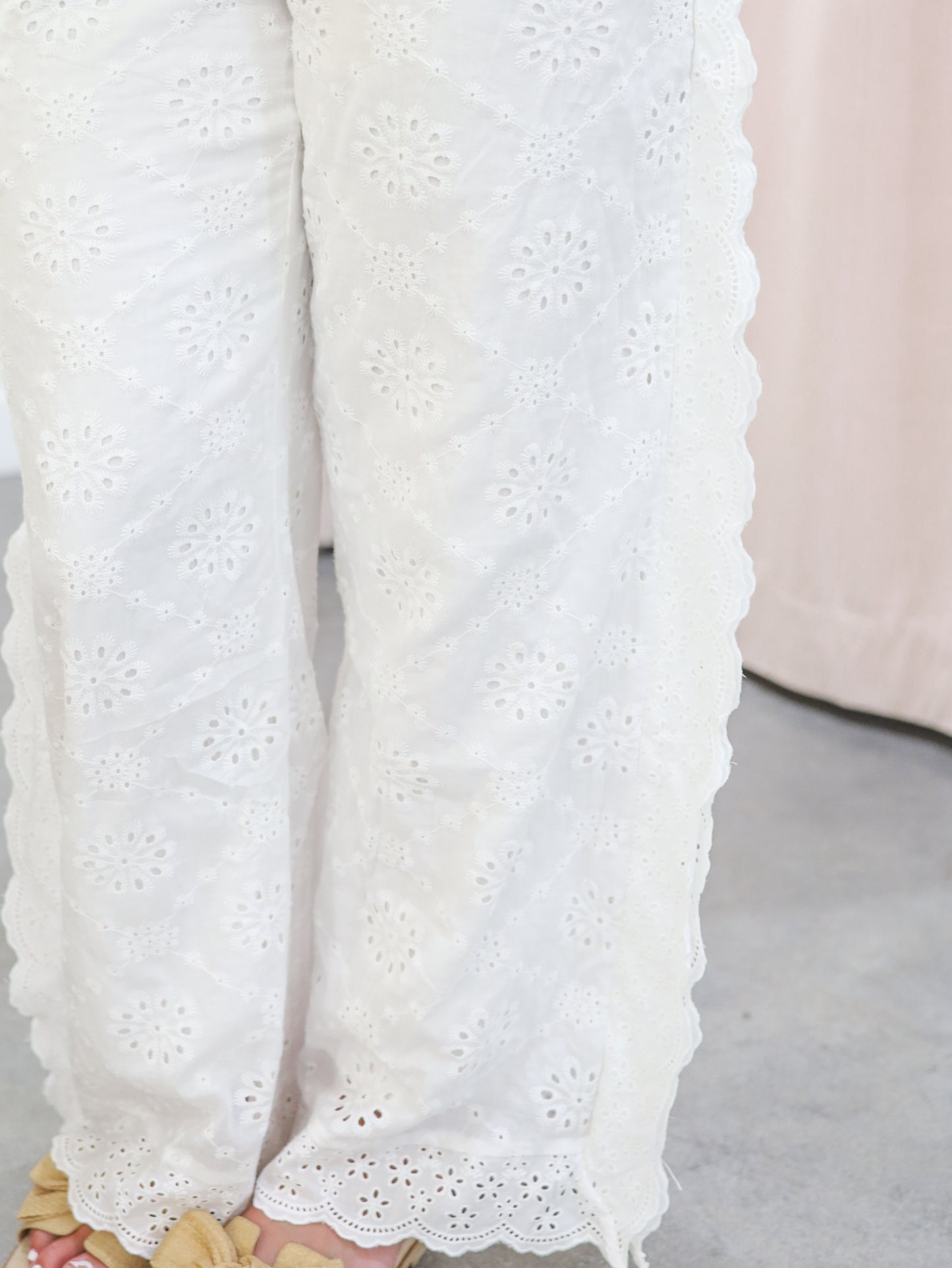 Eyelet Wide Leg Pants