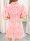 Rose Eyelet Puff Sleeve Dress