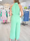 Satin Mock Neck Jumpsuit