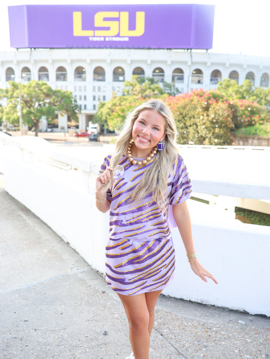 Tanner Tiger Stripe Sequin Top & Skort Set