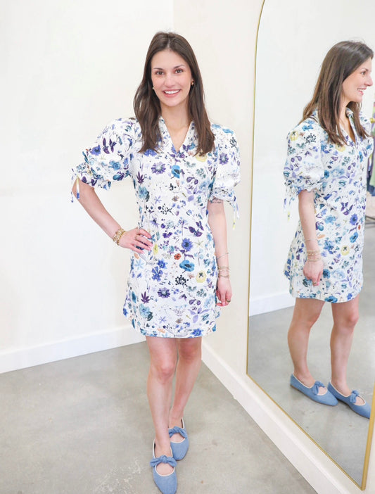 Collared Floral Chambray Dress