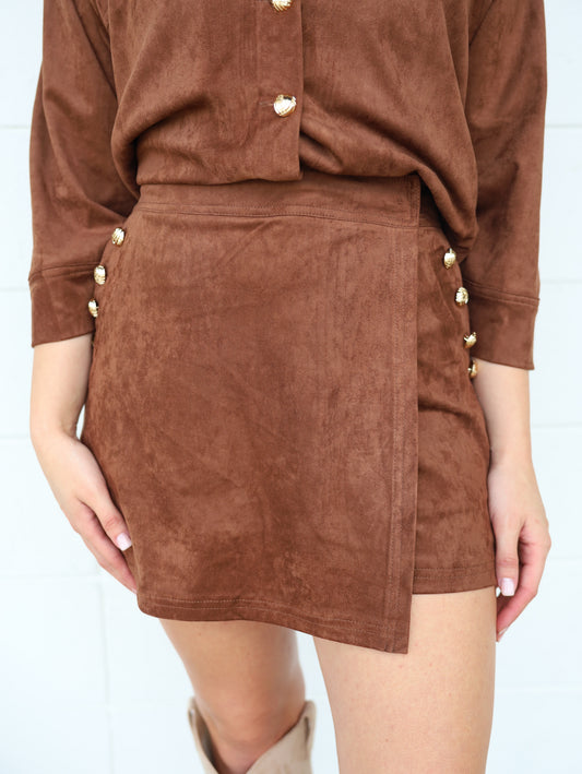 Espresso Suede Skort