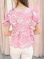 Lainey Tropical Print Ruffle Sleeve Top