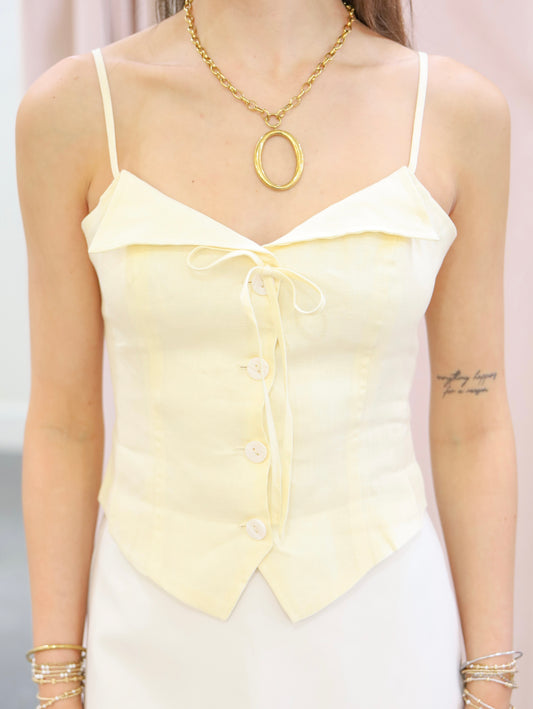 Linen Collared Strap Top