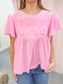 Brenna Lace Embroidered Baby Doll Top