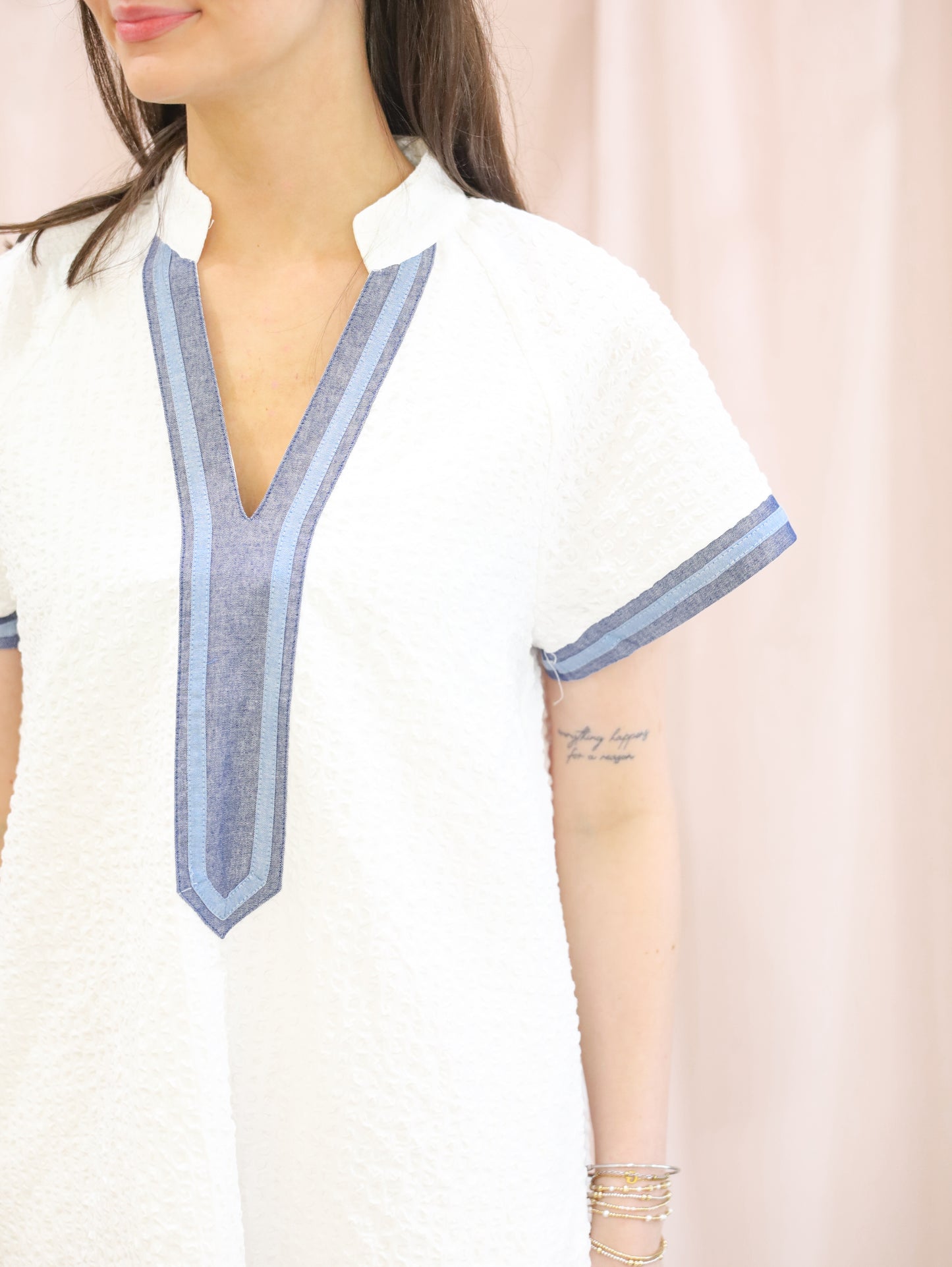 Textured Trim Detail Dress