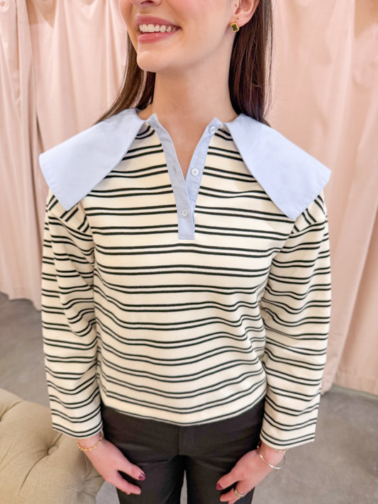 Ona Oversized Collar Polo Shirt
